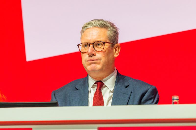 Liverpool, UK. 23 SEP, 2024.  Keir Starmer pulls an exasperated expression on stage at Labour Party Conference.  Credit Milo Chandler/Alamy Live News