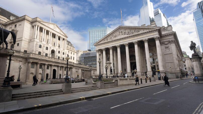 The Bank of England and the Royal Exchange, city of London, England