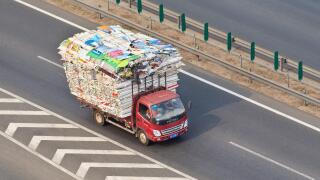 BEIJING-JULY 10, 2015. Overloaded small truck on expressway. Although China has strict traffic laws and regulations overloading is raised to culture.