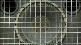 Detail of an audio speaker used to amplify musical instruments