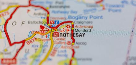 Rothesay shown on a road map or geography map