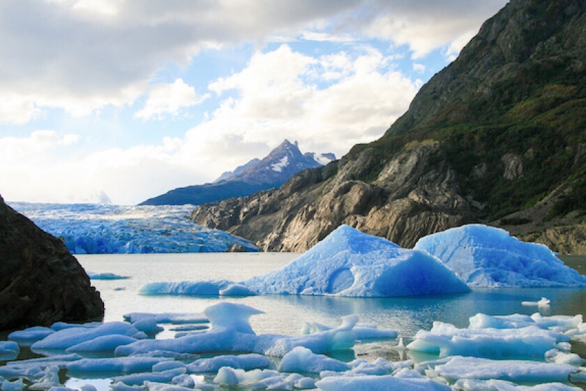 Glacier in Torres del Paine National Park in Patagonia, Chile