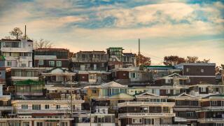 Seoul South Korea, city skyline of korean style house at Naksan Park