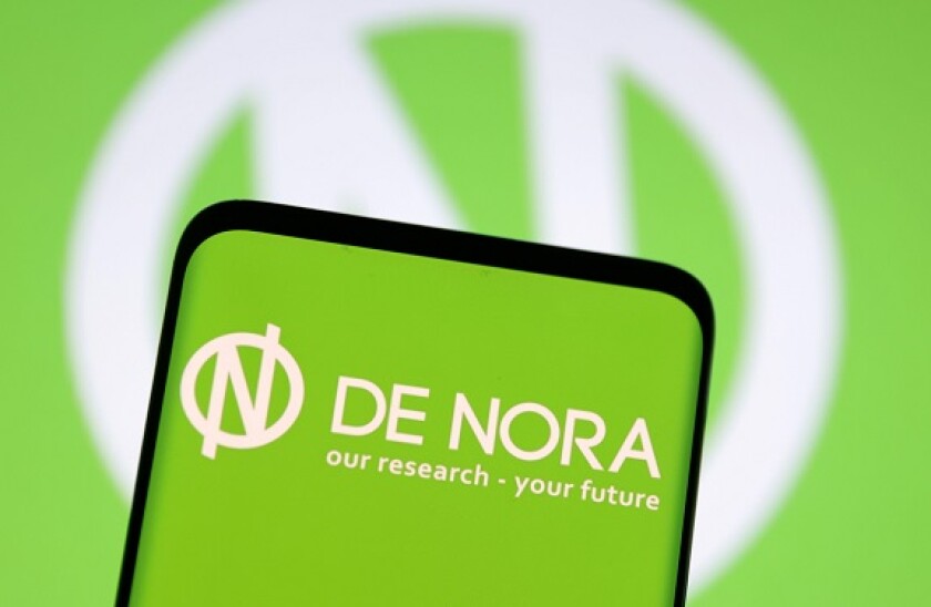 De Nora logo is displayed on a smartphone in this illustration taken June 13, 2022. REUTERS/Dado Ruvic/Illustration