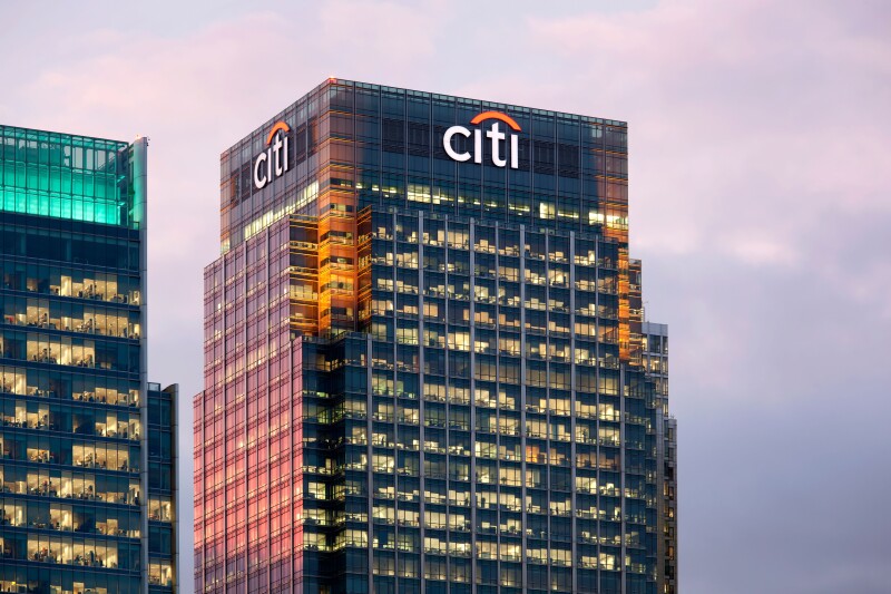 London, United Kingdom, Citigroup Centre in Canary Wharf business center in the Docklands