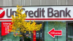 UniCredit Bank, logo, sign, Prague, Czech Republic