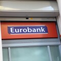 The sign on a branch of Eurobank in Heraklion (Iraklio), Crete.