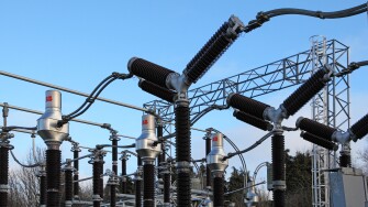 Electricity sub-station at Knaresborough, Yorkshire, UK