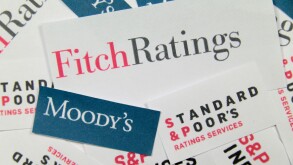 The logos of Fitch Ratings, Moody's and Standard & Poor's, the world's primary credit rating agencies.