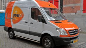 A Postnl van in The Hague, Netherlands.