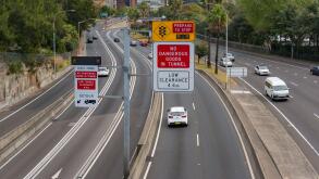 Sydney, Australia - September 23, 2017: M1, Eastern Distributor highway view from above