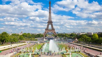Eiffel Tower and the Trocadero Fountains, Paris, France, Europe