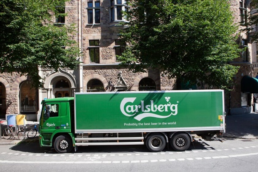 Carlsberg lorry in Stockholm from Alamy 25Sep23 575x375