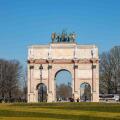 Arc de Triomphe du Carrousel on a sunny spring day in Place du Carrousel, Paris, France