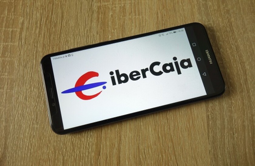 Ibercaja Banco logo displayed on smartphone