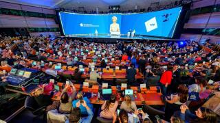 European Commission President Ursula Von der Leyen appears before the media at the European Parliament on June 9, 2024, in Belgium (Brussels). The European People's Party (EPP) wins the elections to the European Parliament with 181 seats out of 720 in the