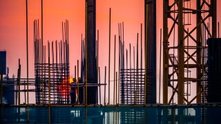 silhouette of construction site