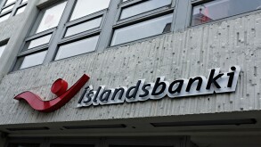 Islandsbanki sign and building, Akureyri, Iceland