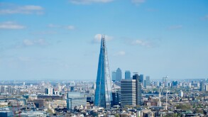 View of The Shard new skyscraper and skyline of London United Kingdom