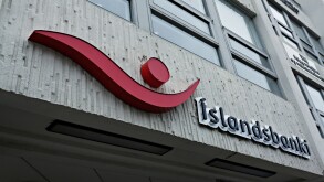 Islandsbanki sign and building, Akureyri, Iceland