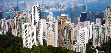 The amazing Hong Kong skyline as seen from above in the day. Victoria harbor harbour and Kowloon Hong Kong, Hong Kong island, Hong Kong city, Hong