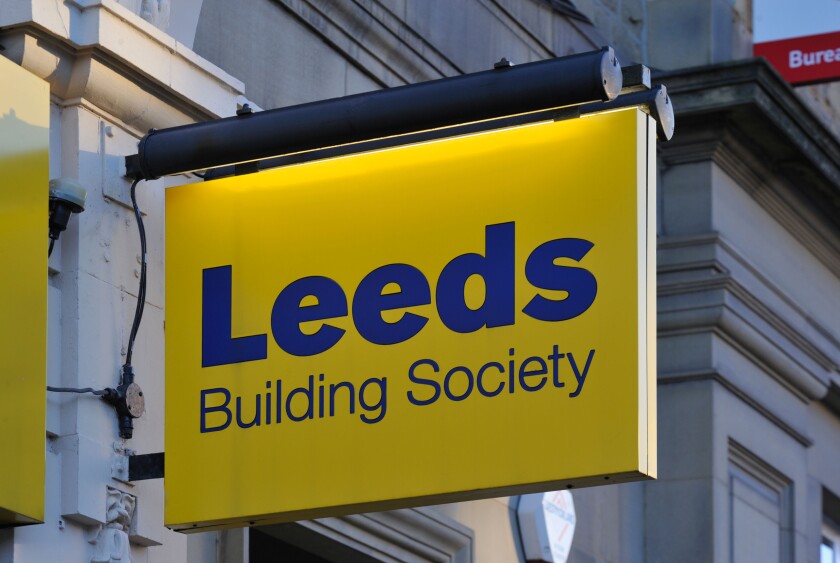Leeds Building Society logo. Stricklandgate, Kendal, Cumbria, England, United Kingdom, Europe.