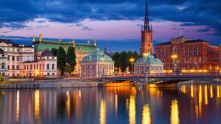 Stockholm. Image of Stockholm, Sweden during twilight blue hour.