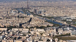 Paris aerial caption, view from a helicopter flight