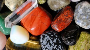 Set of semiprecious gemstones used in alternative medicine for healing and in esoterics. Image shot 2008. Exact date unknown.