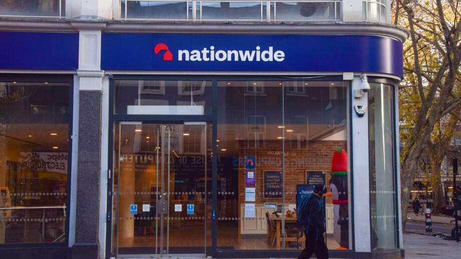 London, UK. 5th December 2025. A person walks past a Nationwide Building Society branch in Tottenham Court Road. Credit: Vuk Valcic/Alamy