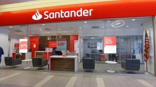 A Santander bank branch at the Staten Island Mall, New York, NY.