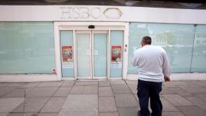 Exterior shot of a closed HSBC branch. (Newscast Limited via AP Images)