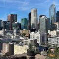 The downtown Los Angeles skyline on a clear day. Los Angeles, California, USA