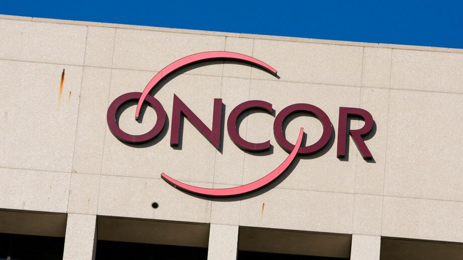 A logo sign outside of a facility occupied by Oncor Electric Delivery in Dallas, Texas on September 13, 2015.