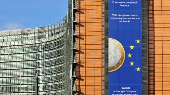 The European Commission, executive body of the European Union, based in the Berlaymont building of Brussels, Belgium