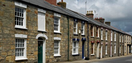 old tin miners cottages at chacewater near truro in cornwall, uk