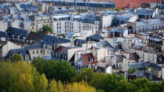 Typical Paris roof tops across the Paris skyline