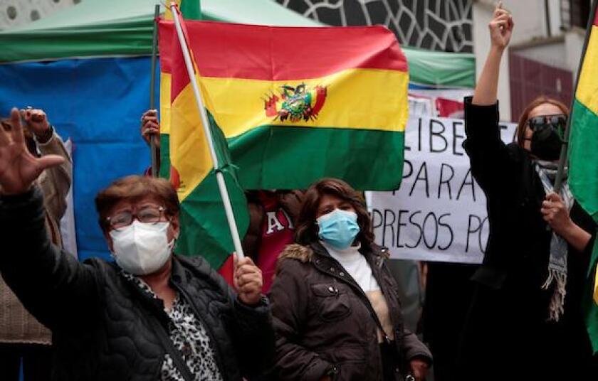 Supporters, Bolivian, Jeanine Anez, La Paz, Bolivia, LatAm, 575