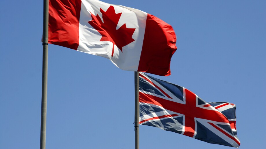 Canadian and British flags
