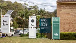 Real estate signs advertising homes and property for sale and for lease in Narrabeen,Sydney,Australia