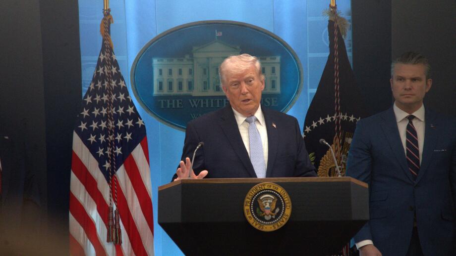 Washington, USA. 6th Apr, 2026. U.S. President Donald Trump speaks during a press conference at the White House in Washington, DC, the United States, April 6, 2026. Trump said Monday that Iran could be "taken out" in one night and that night "might" be Tu