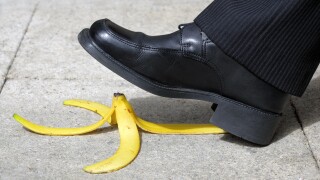 Falling on a banana skin