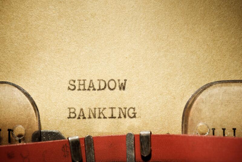 Shadow banking text written with a typewriter.