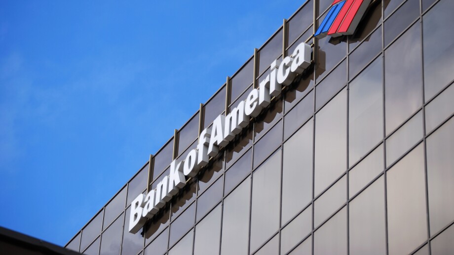 Bank of America logo, North Beverly Drive, Beverly Hills, Los Angeles, California, United States of America. Image shot 2009. Exact date unknown.