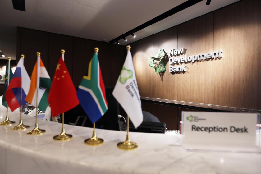 --FILE--Inside view of an office building of the BRICS New Development Bank (NDB) in Shanghai, China, 1 December 2016.
The BRICS New Development Ban
