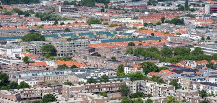 Aerial cityscape of The Hague, governmental city of the Netherlands