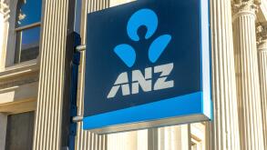 ANZ Bank sign, Thames Street, Oamaru (Te Oha-a-Maru), Otago Region, South Island, New Zealand