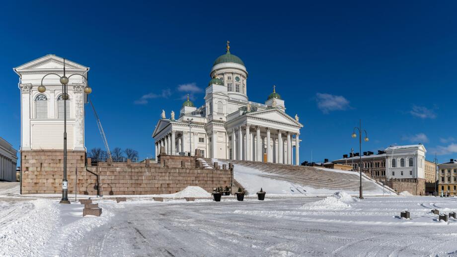 Senate Square and Helsinki Cathedral in wintertime. Helsinki, Finland