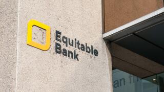 Toronto, Canada-August 25, 2021: EQ Bank sign at their headquarters in Toronto, Canada.