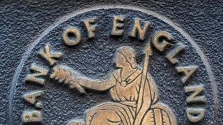 Bank of England Logo or symbol on the Bank of England building in Central London